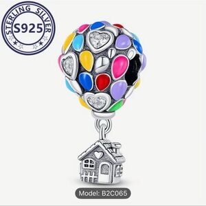 Sterling Silver 925 Hot Air Balloon Charm with Cabin